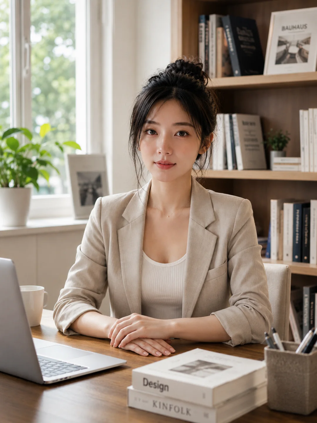 Abby at her desk